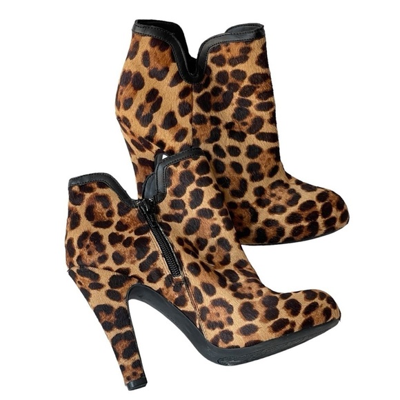 Gianni Bini Women's Leopard Fur Boots Ankle Bootie Comfort Platform Heels, Sz 7M - Picture 3 of 7